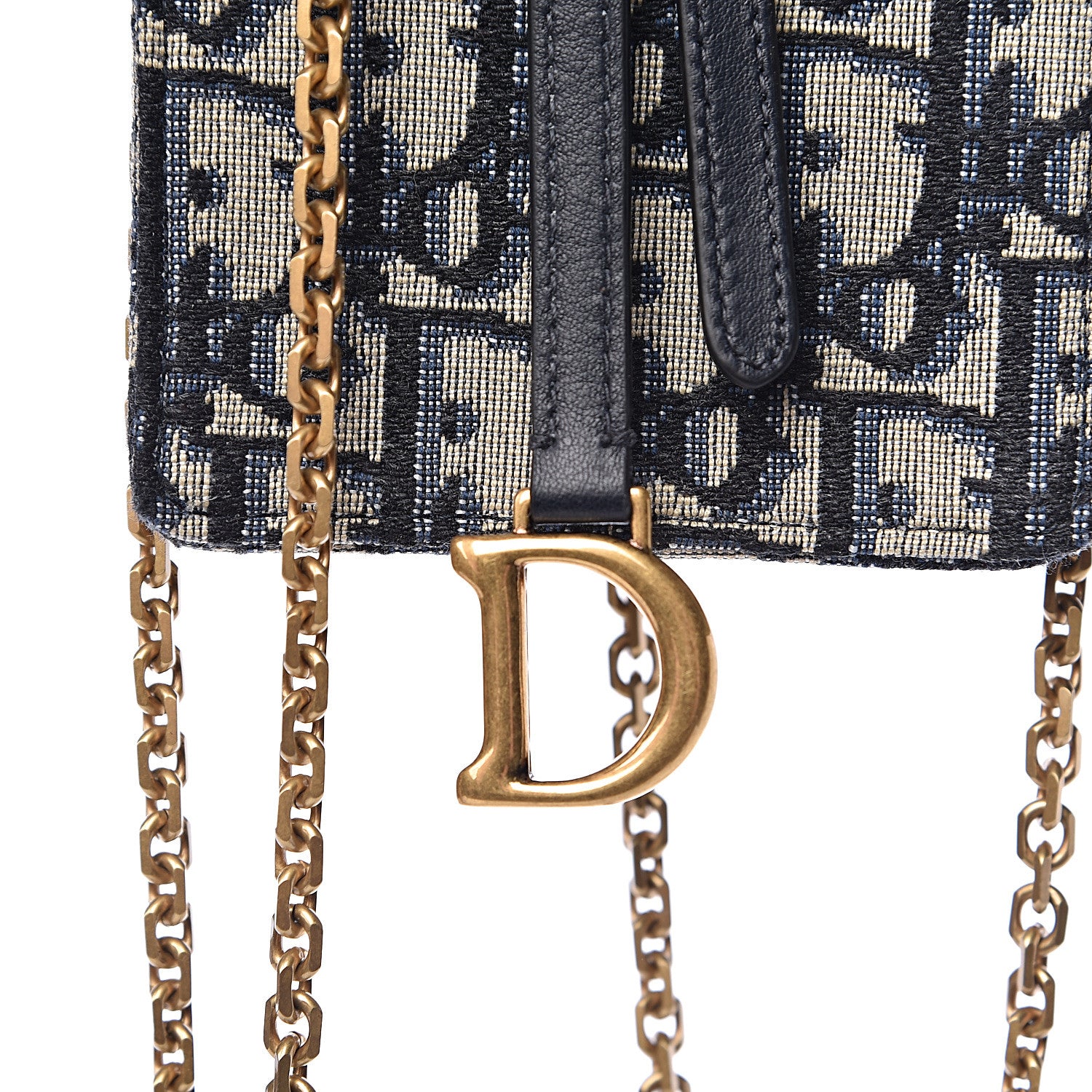 Christian Dior Oblique Saddle Clutch Chain Blue 9 of 10