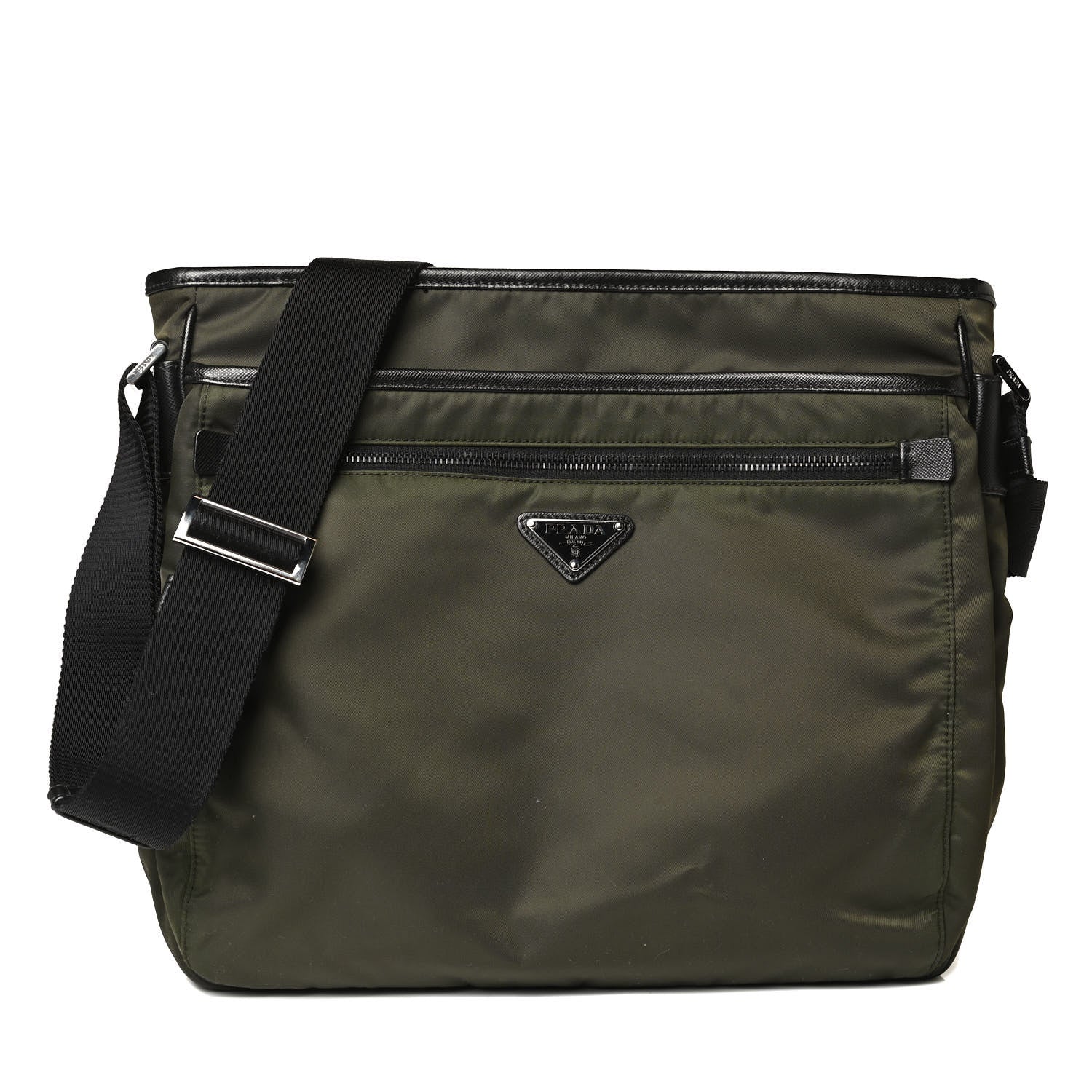 Prada Tessuto Nylon Saffiano Messenger Bag Militare 2 of 27