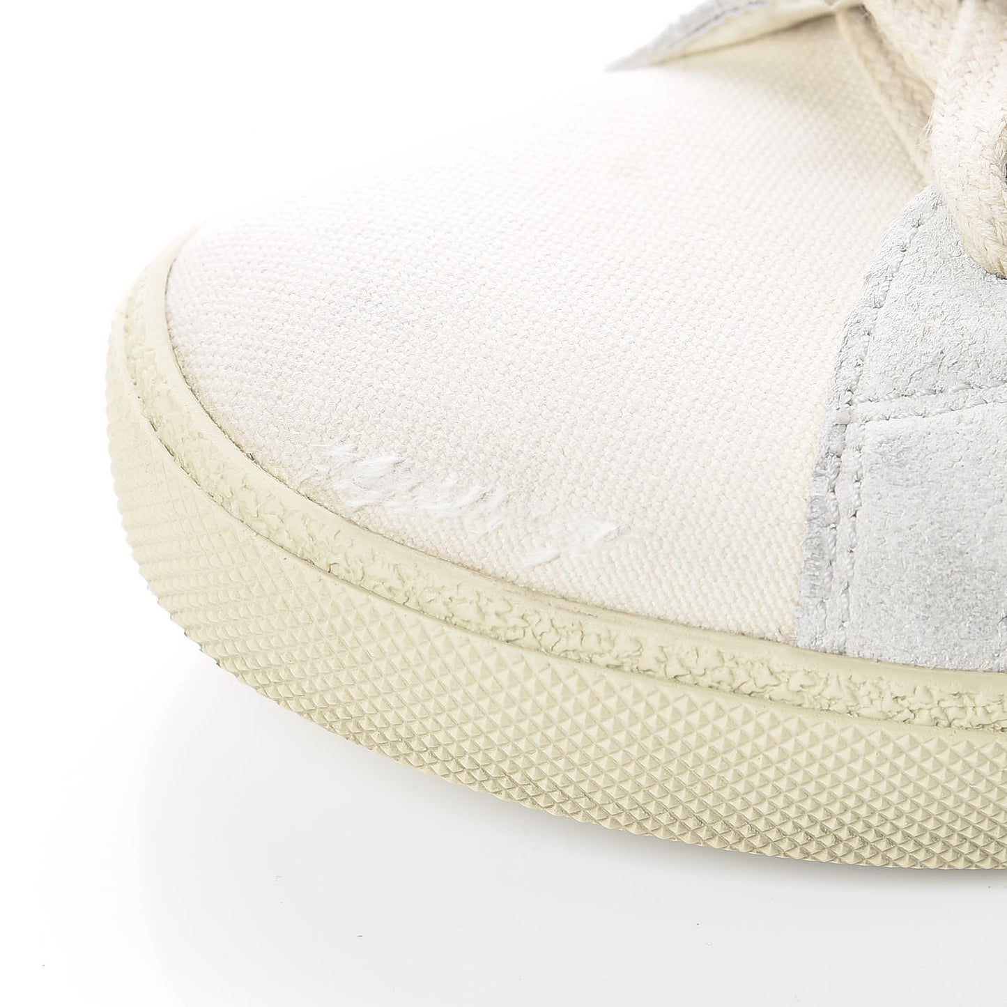 Distressed Canvas Womens Classic Court High Top Sneakers 37.5 Milk Panna