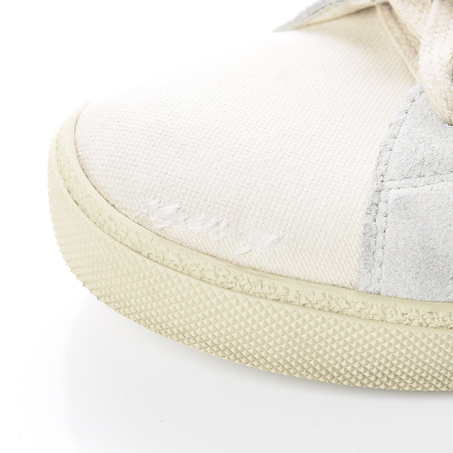 Saint Laurent Distressed Canvas Womens Classic Court High Top Sneakers 37.5 Milk Panna 9 of 12