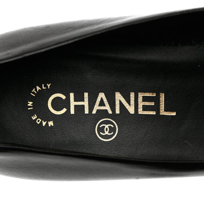 Chanel Lambskin Patent Calfskin Cap Toe CC Pumps 38 Black 6 of 14