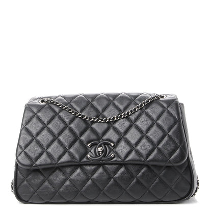 Chanel Calfskin Quilted Large Frame In Chain Flap Black 1 of 12