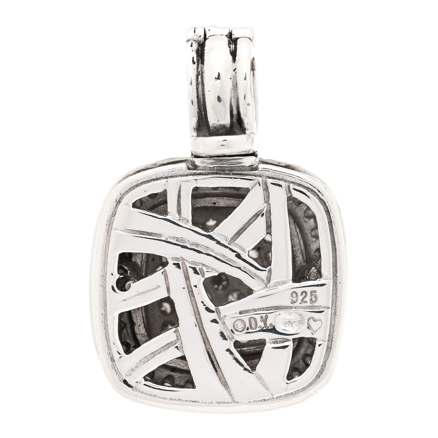 David Yurman Sterling Silver Pave Diamond 10mm Albion Pendant 3 of 3