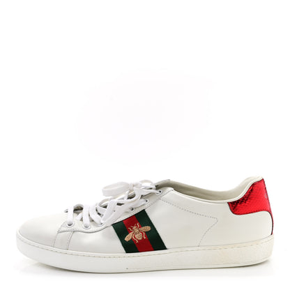 Gucci Calfskin Ayers Bee Embroidered Womens Ace Sneakers 41 White Green 1 of 9
