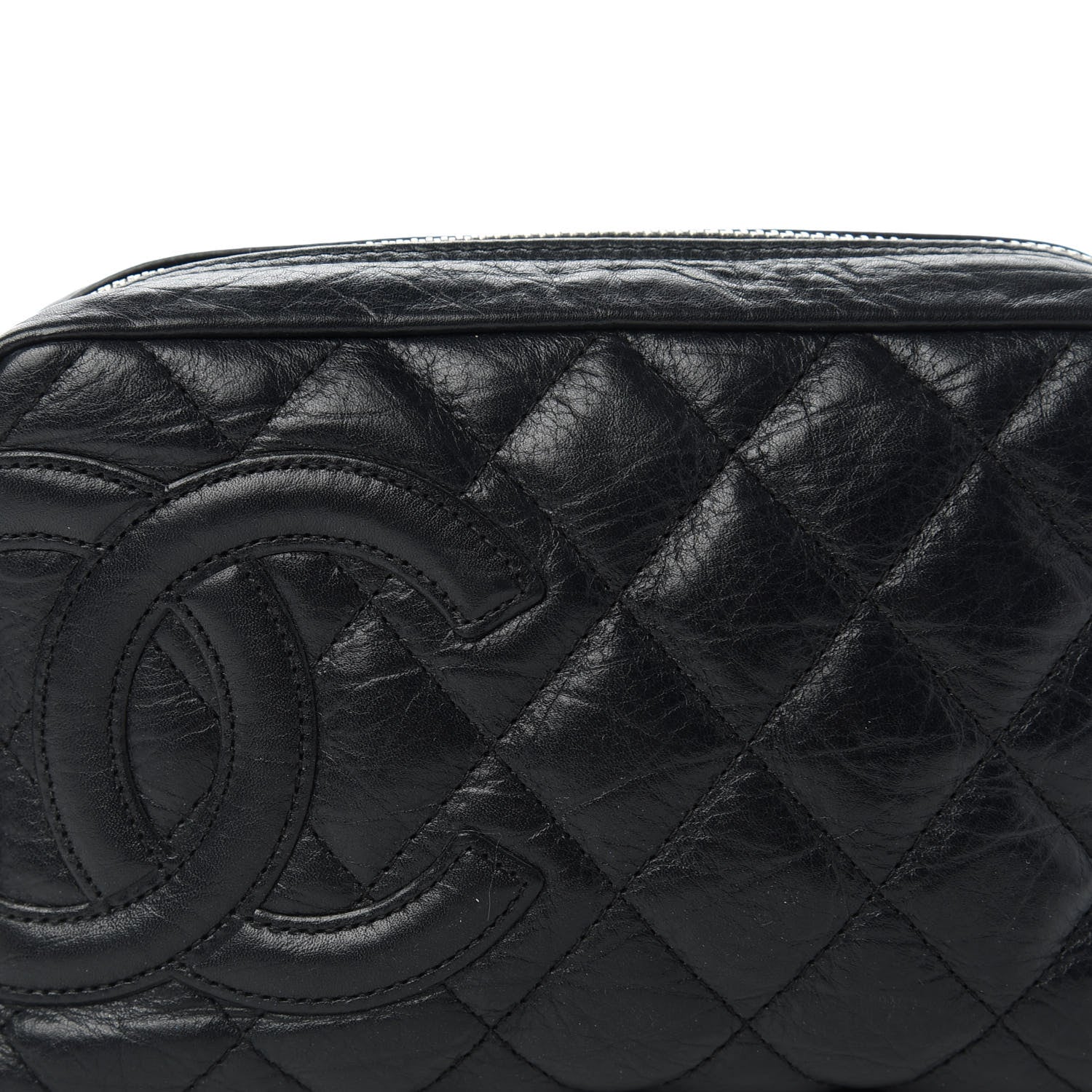 Chanel Aged Calfskin Quilted Cambon Cosmetic Case Black 10 of 10