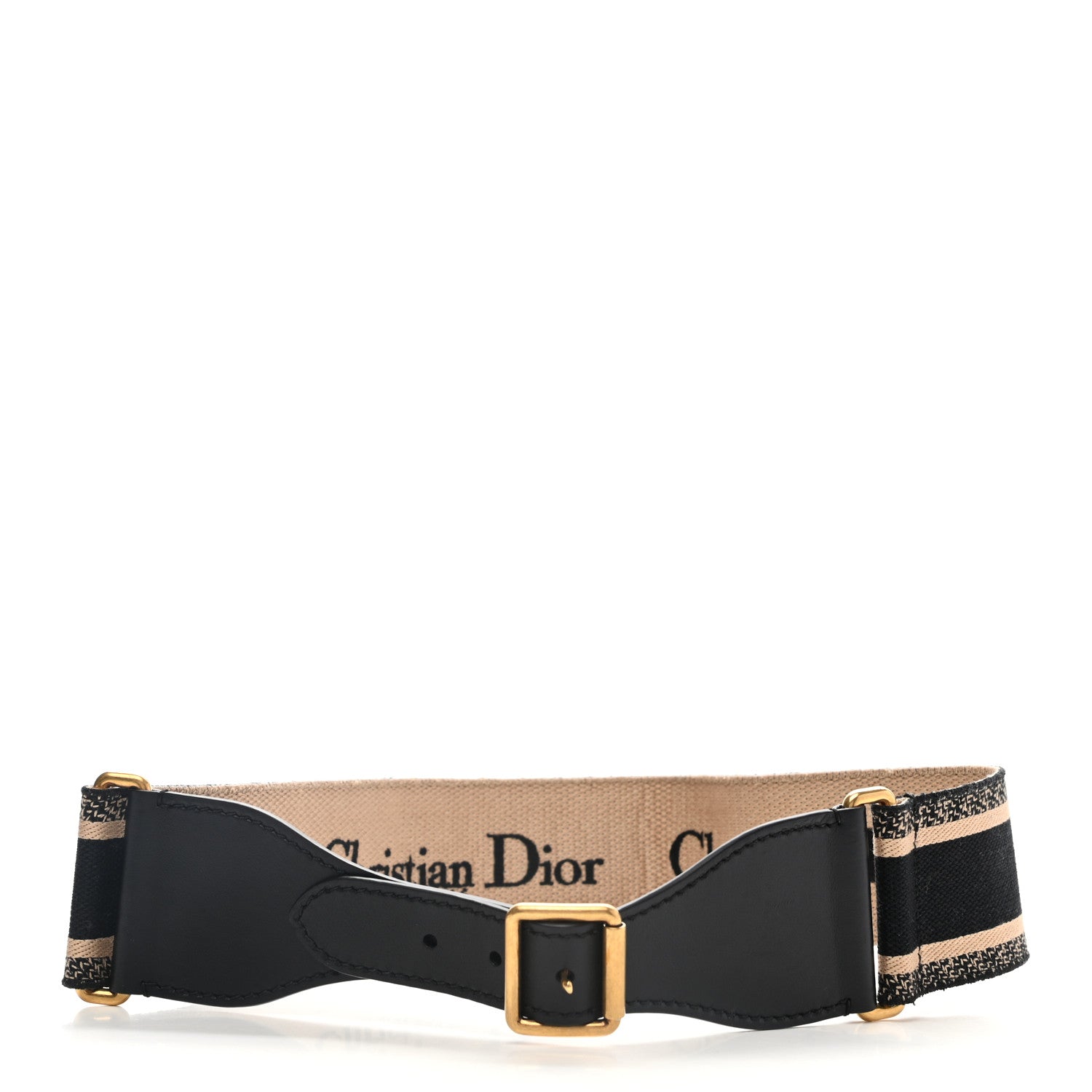 Christian Dior Canvas Embroidered Large Book Belt 85 34 Black Beige 5 of 10