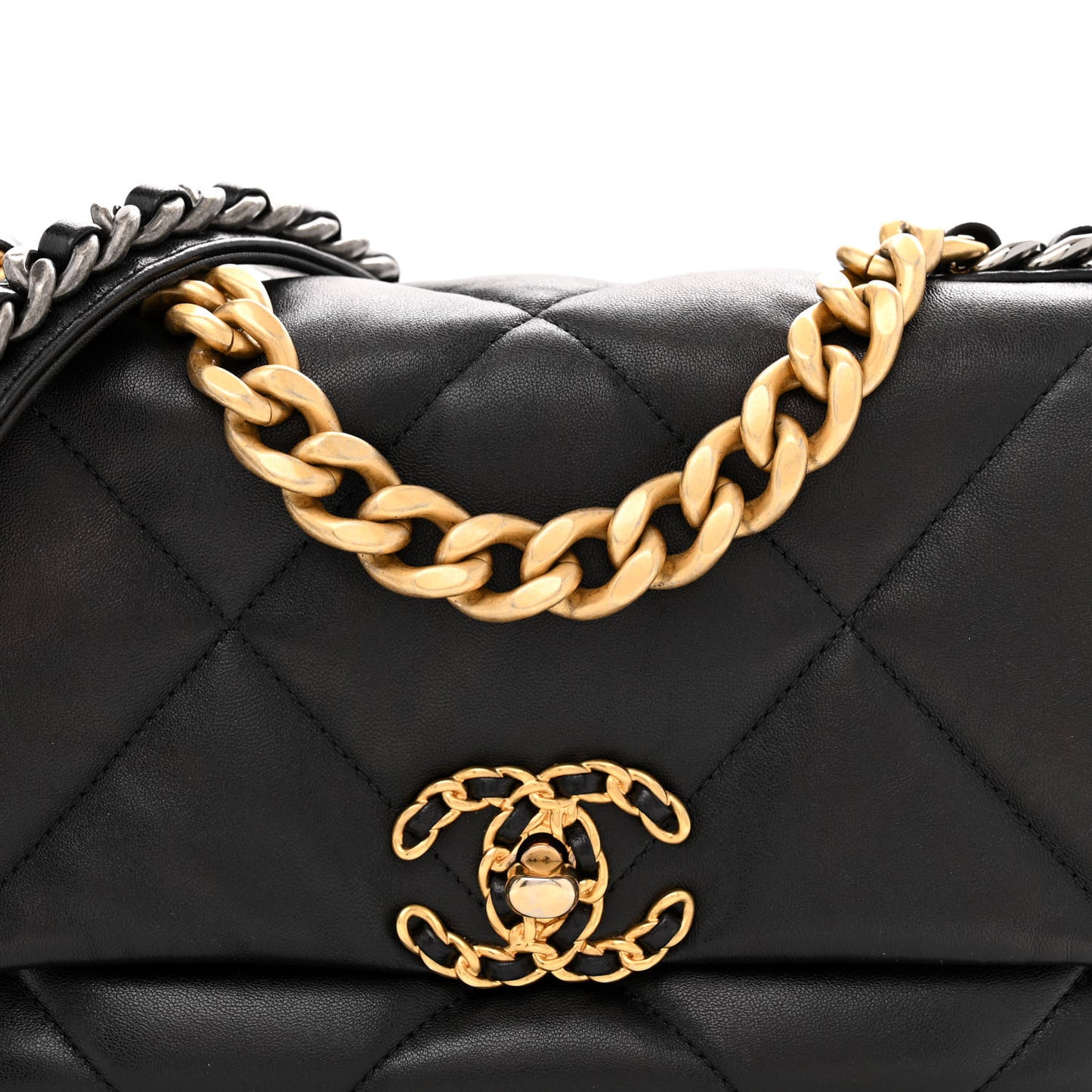 Lambskin Quilted Medium Chanel 19 Flap Black
