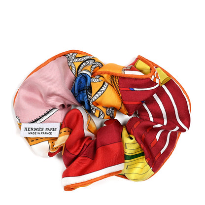 Hermes Silk Patchwork Claudia Scrunchie Orange Fruite 2 of 3