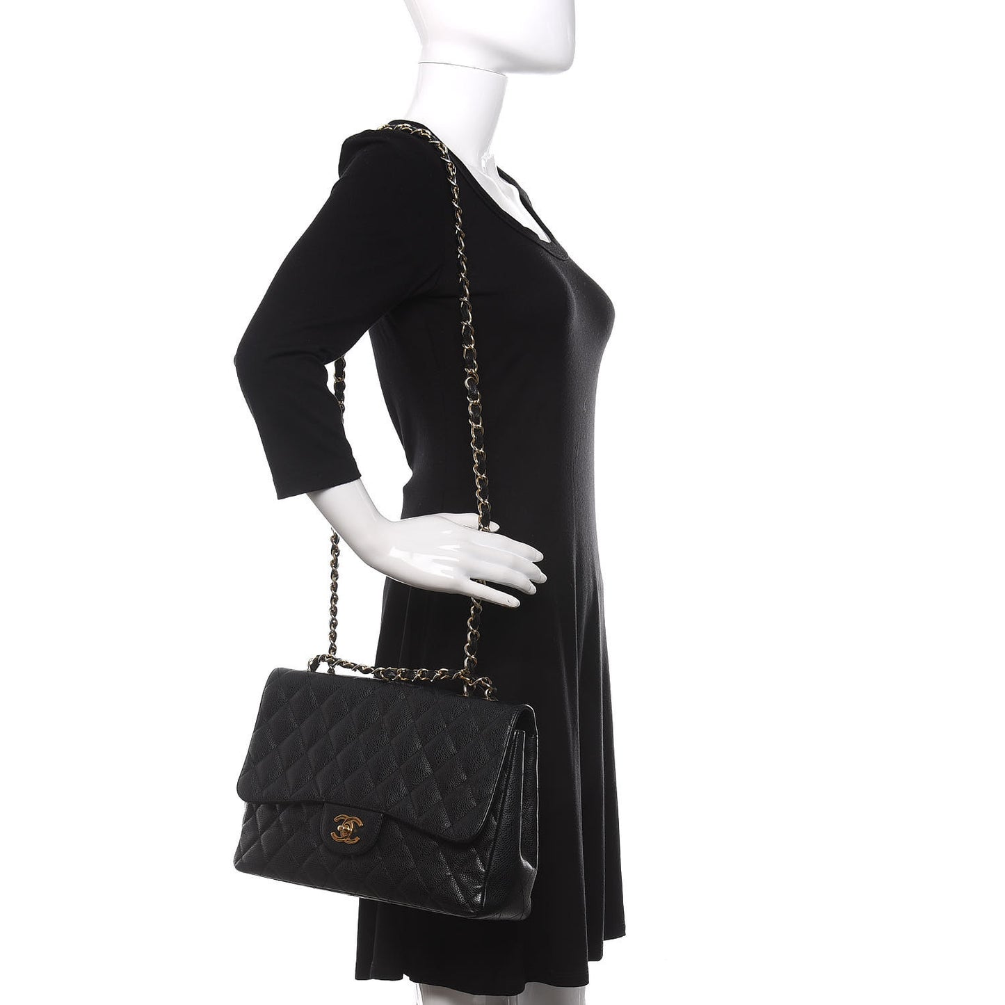 Caviar Quilted Jumbo Single Flap Black