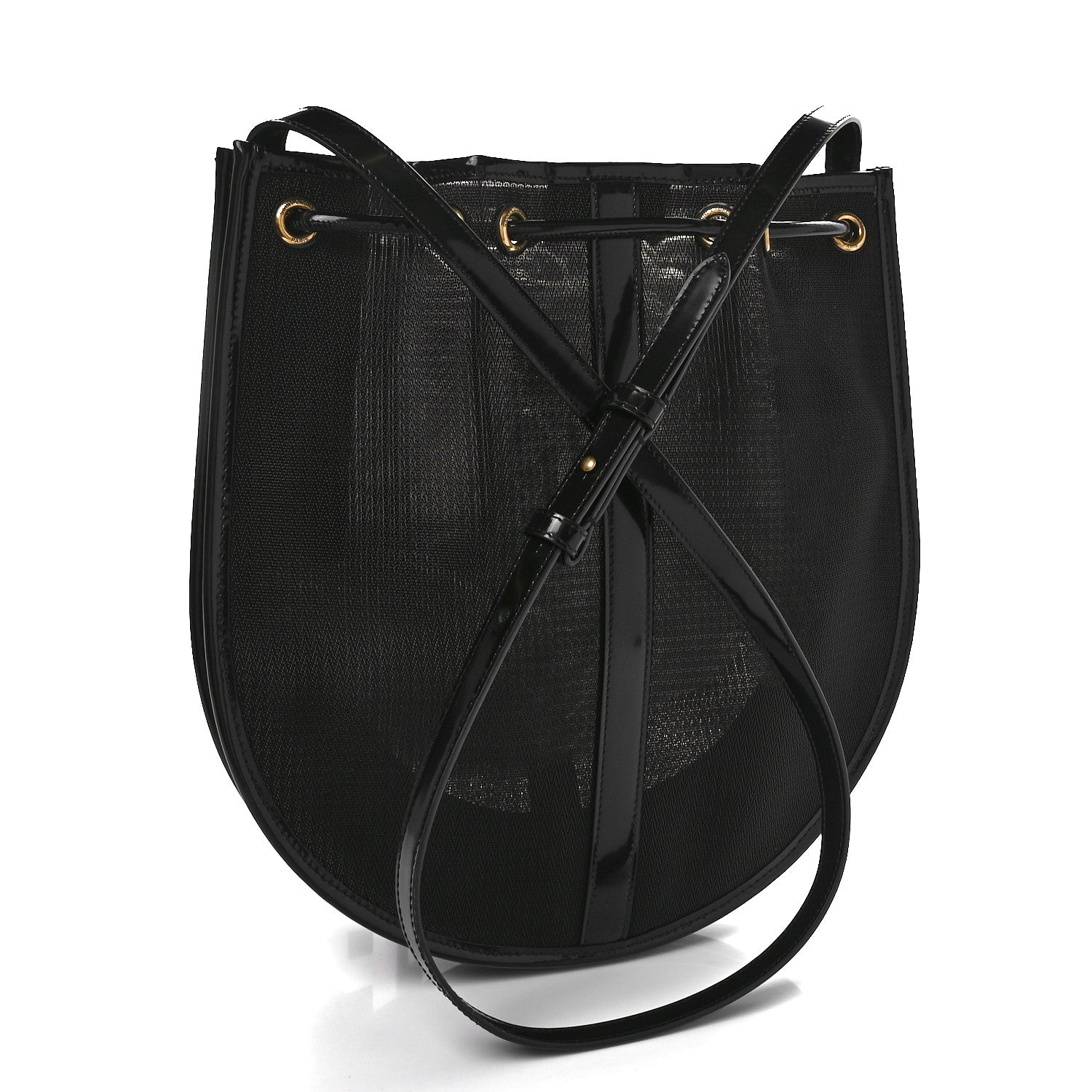 Saint Laurent Mesh Patent Calfskin Daryl Shoulder Bag Black 2 of 10