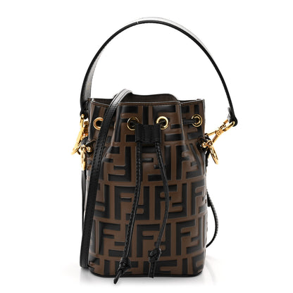 Fendi Vitello Liberty F is Fendi Bi-Color FF 1974 Embossed Mini Mon Tresor Bucket Bag Maya Black 1 of 10