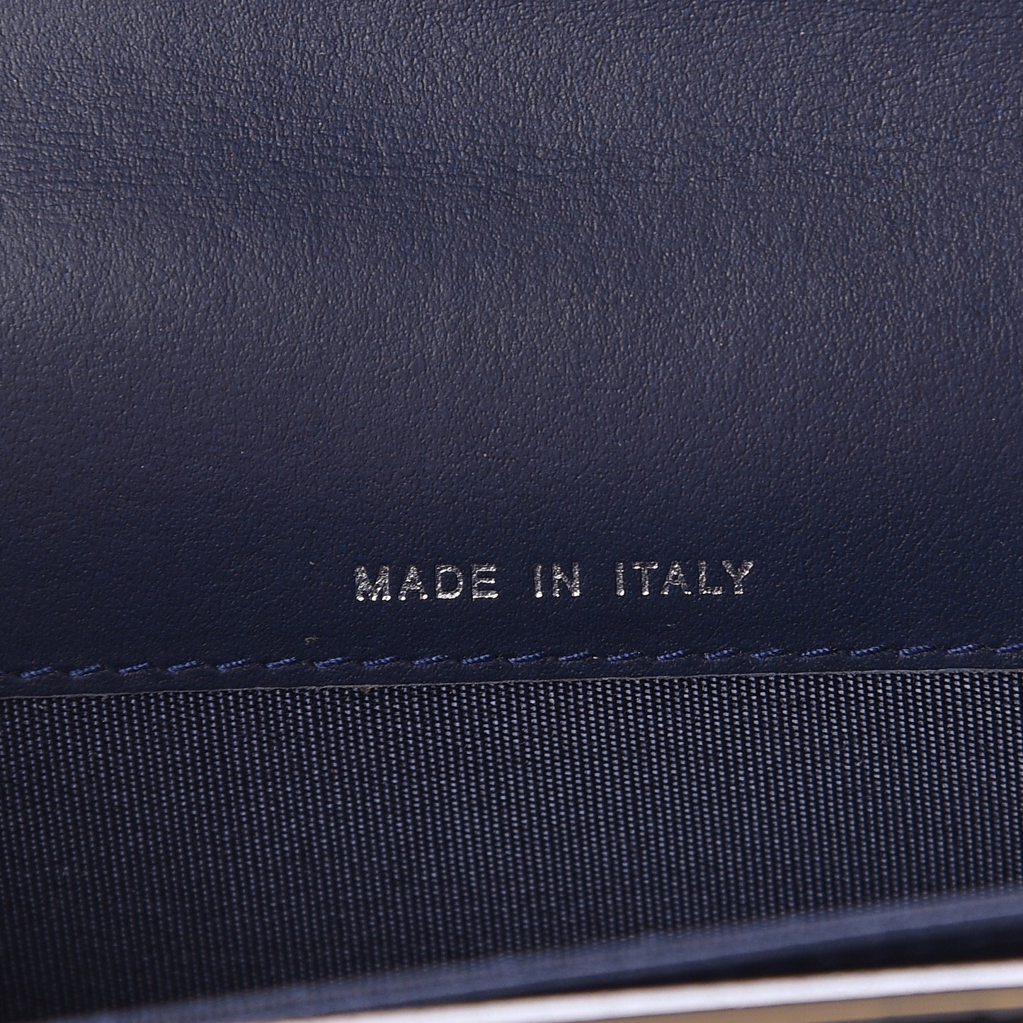 Calfskin Quilted Boy Flap Card Holder Navy