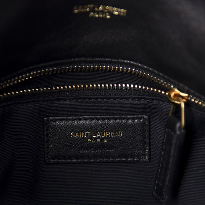 Saint Laurent Lambskin Quilted Medium Loulou Puffer Monogram Chain Satchel Black 9 of 11