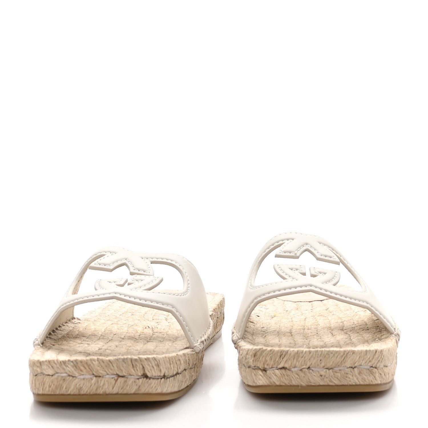 Gucci Nappa Interlocking G Espadrille Slide Sandals 38.5 Mystic White 2 of 9