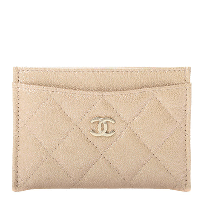 Chanel Iridescent Caviar Quilted Card Holder Beige 1 of 10