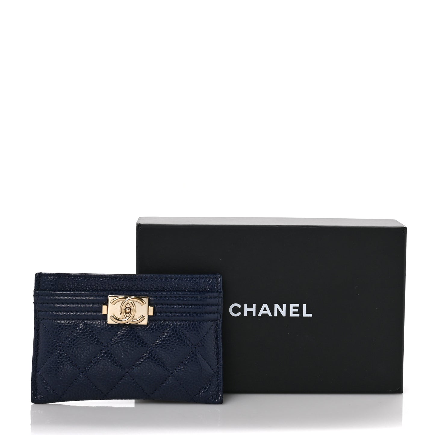 Caviar Quilted Boy Card Holder Blue