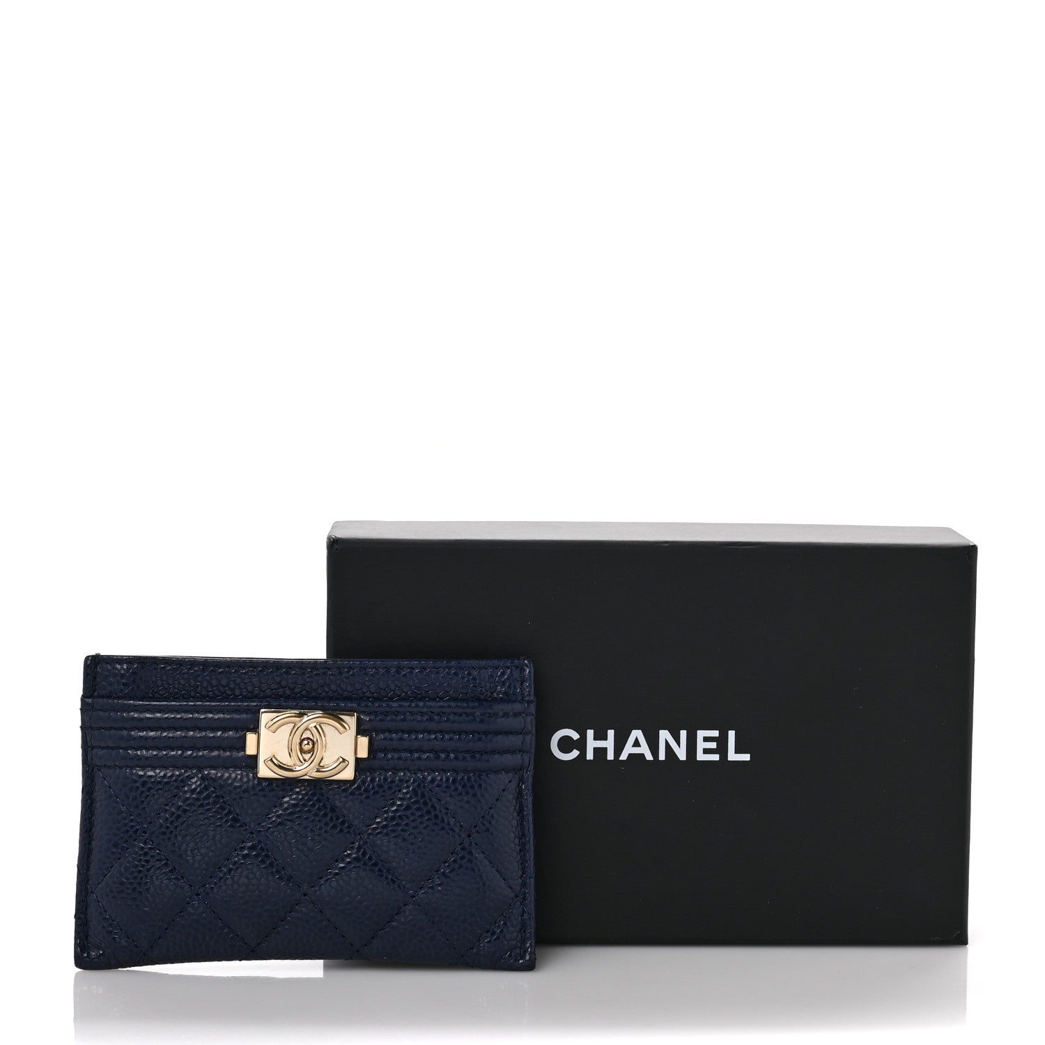 Chanel Caviar Quilted Boy Card Holder Blue 8 of 8
