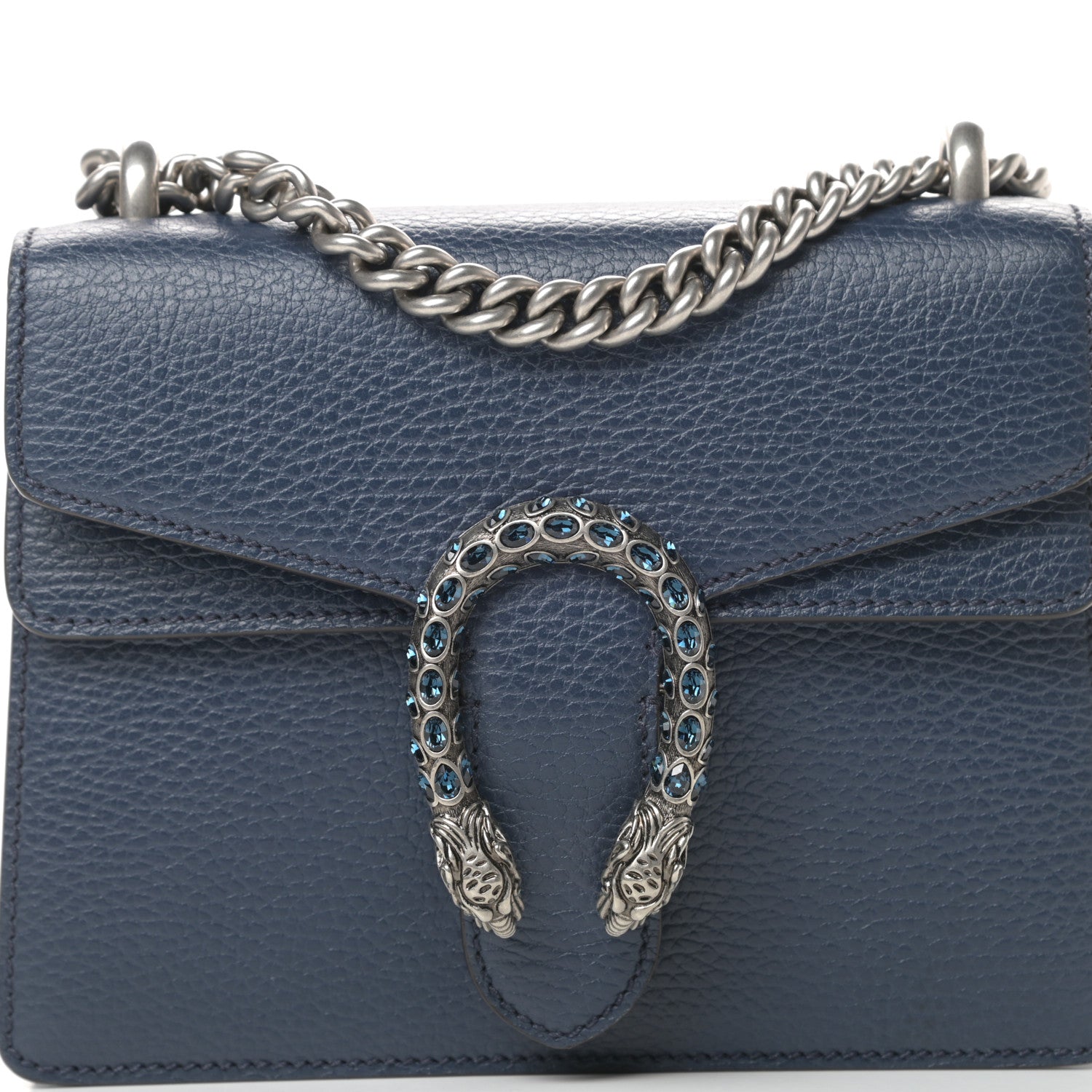 Gucci Dollar Calfskin Crystal Mini Dionysus Shoulder Bag Blue Agata Montana Sapphire 8 of 11