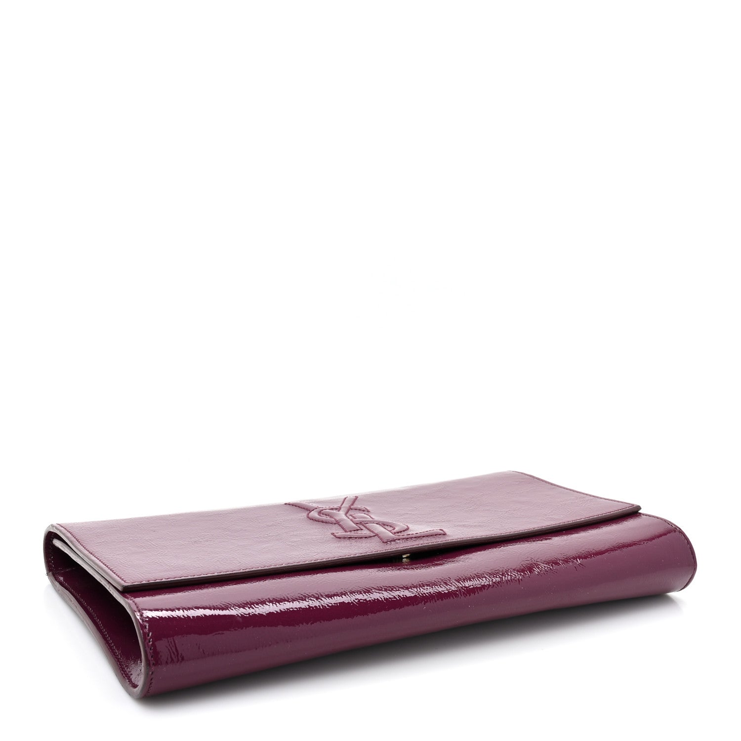 Saint Laurent Textured Patent Calfskin Large Belle De Jour Clutch Berry 4 of 13