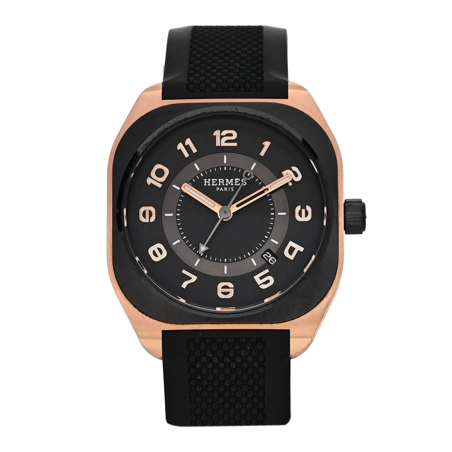 Hermes 18K Rose Gold 39mm H08 Automatic Watch Noir 1 of 5