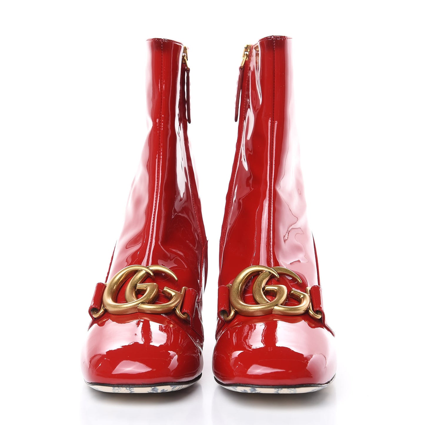 Vernice GG Victoire 55mm Ankle Boots 39 Hibiscus Red
