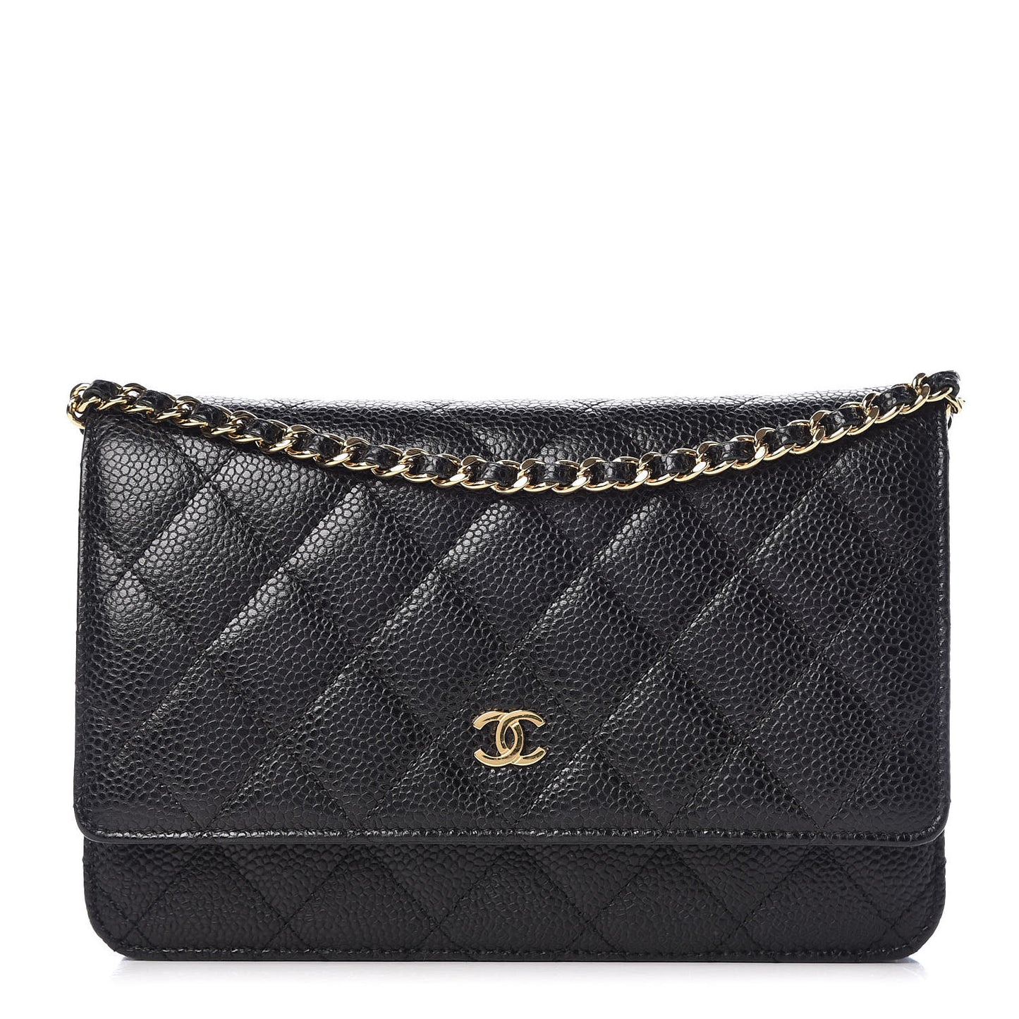 Caviar Quilted Wallet On Chain WOC Black