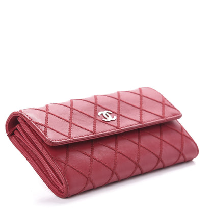 Chanel Calfskin Diamond Stitch Large Gusset Flap Wallet Dark Pink 4 of 7
