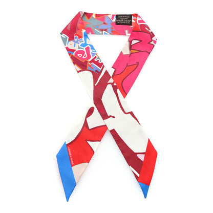 Hermes Silk Graff Graffiti Twilly Rouge Piment White Cobalt 1 of 3