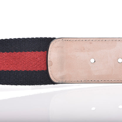 Gucci Nylon Calfskin Double G Web 40mm Belt 85 34 Blue Red Black 6 of 7