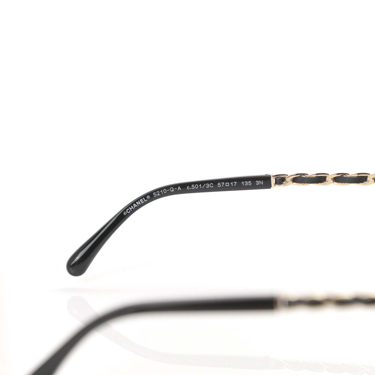 Lambskin Square Chain Sunglasses 5210-Q Black