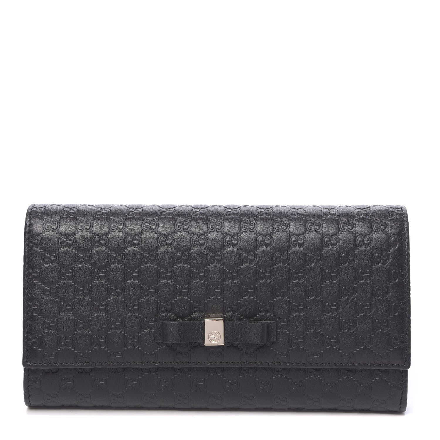 Gucci Microguccissima Bow Continental Wallet Black 1 of 8