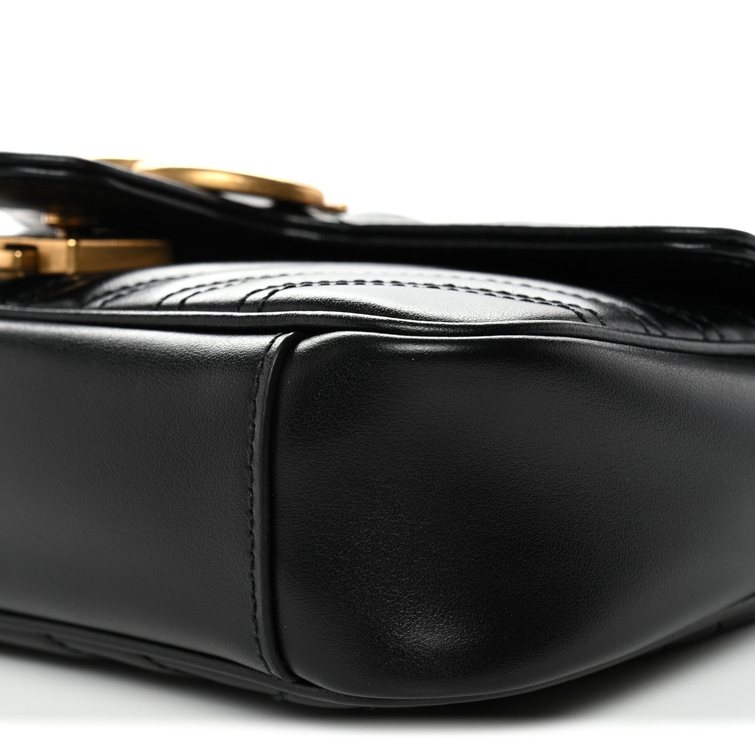 Gucci Calfskin Matelasse Mini GG Marmont Shoulder Bag Black 10 of 13