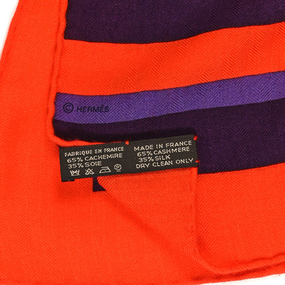 Hermes Cashmere Silk H Au Galop Shawl 140 Vermillon Violet 3 of 3