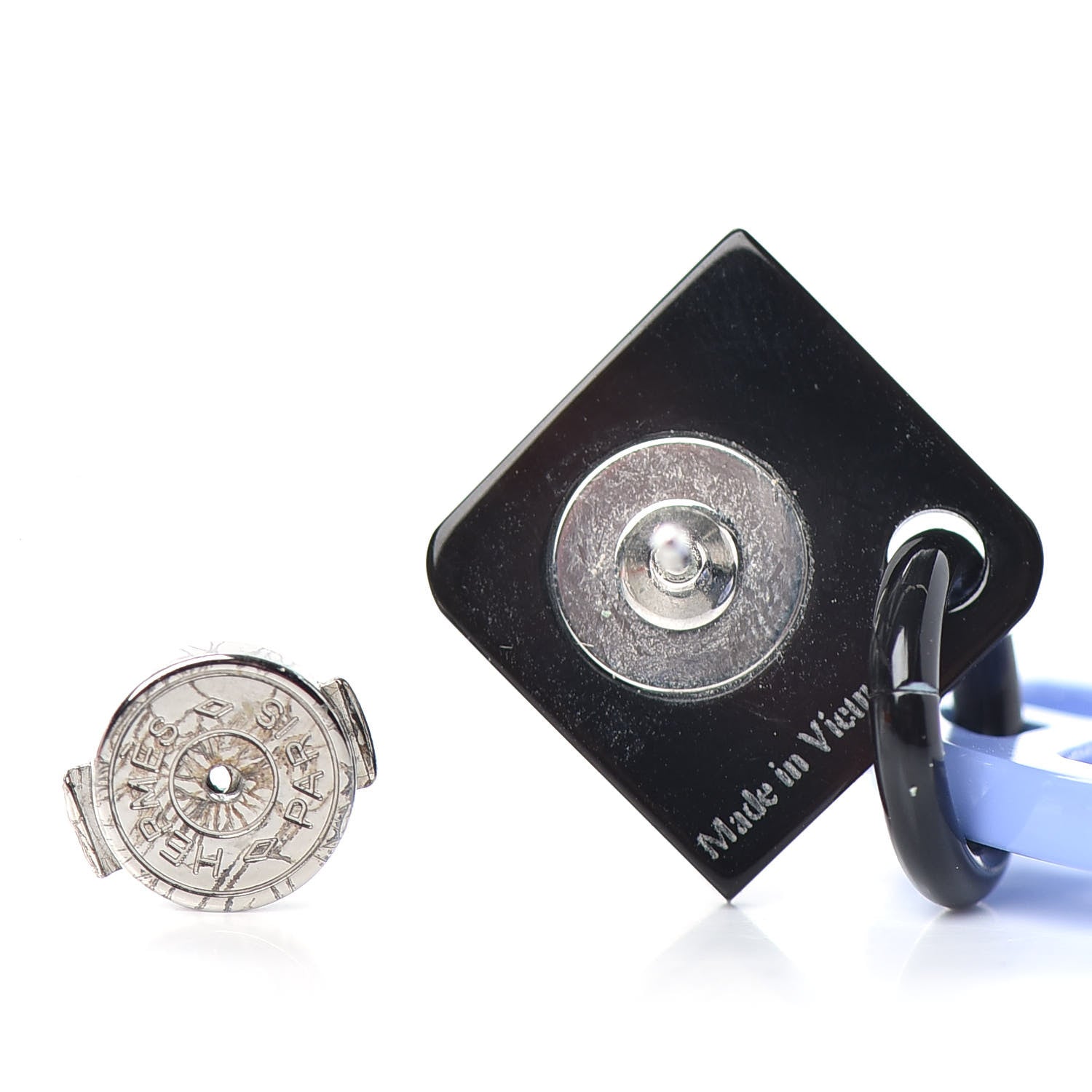Hermes Buffalo Horn Lacquer Hava Earrings Bleu Lupin 4 of 4