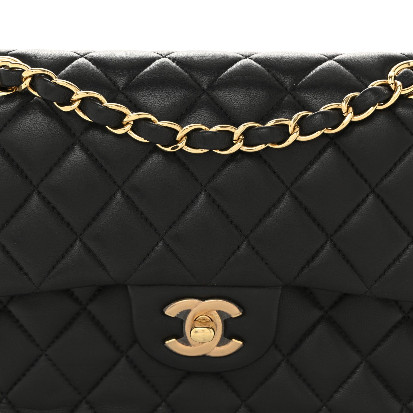 Lambskin Quilted Small Double Flap Black