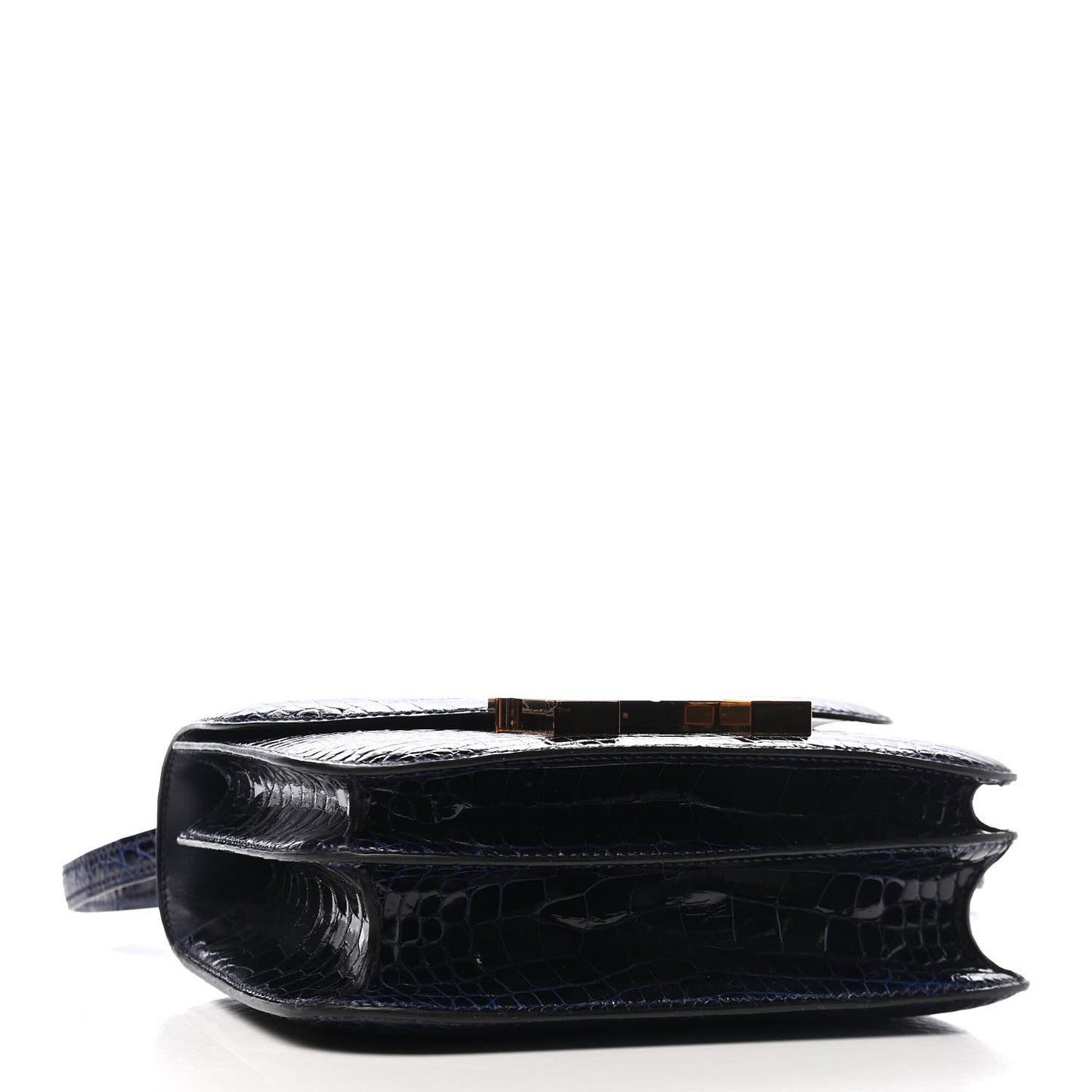 Shiny Alligator Constance 18 Bleu Saphir
