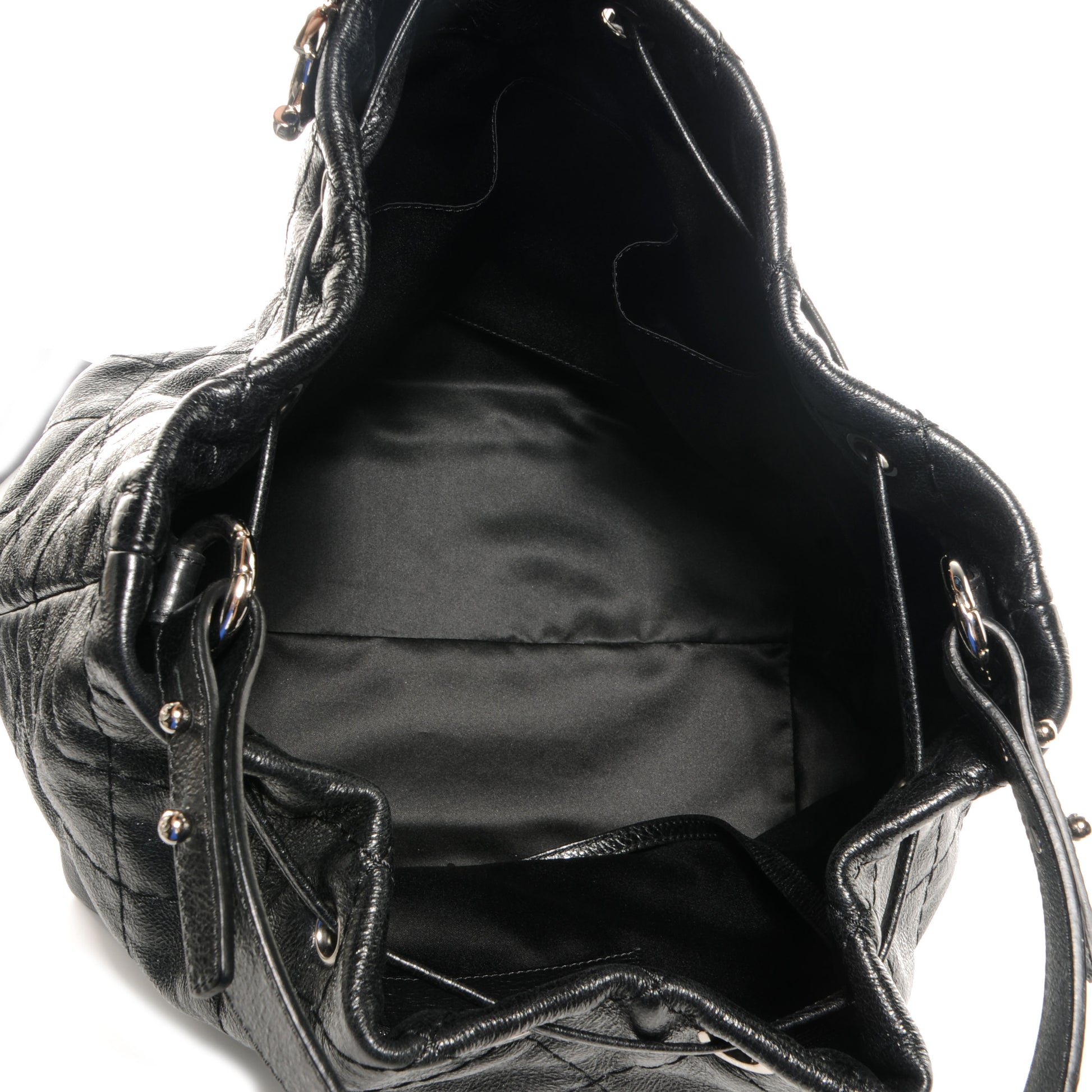 Chanel Glazed Calfskin On The Road Drawstring Tote Black 5 of 7