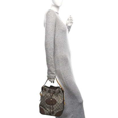 Gucci GG Supreme Monogram Neo Vintage Drawstring Bucket Backpack Beige New Acero Crop 2 of 10