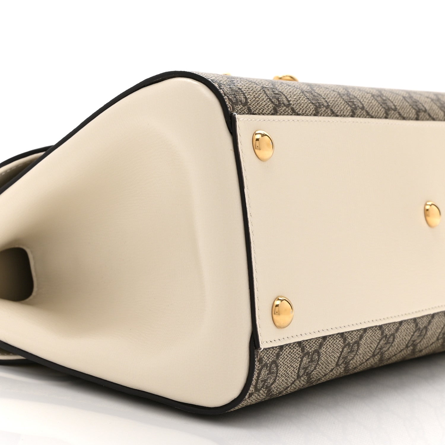 Gucci GG Supreme Monogram Calfskin Medium Horsebit 1955 Top Handle Bag Beige Ebony Mystic White 10 of 11