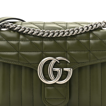 Gucci Calfskin Matelasse Aria Small GG Marmont Shoulder Bag Military Wood 8 of 11
