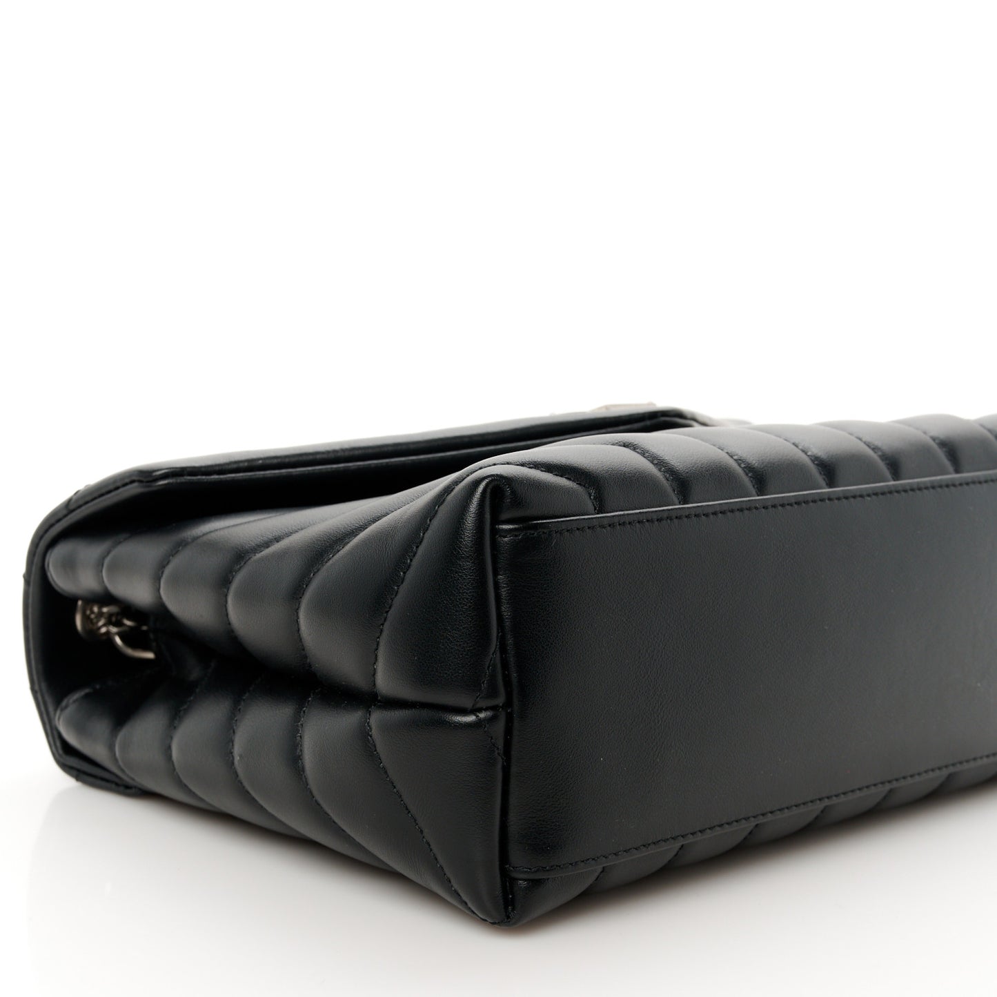 Calfskin Y Quilted Monogram Small Loulou Chain Satchel Black