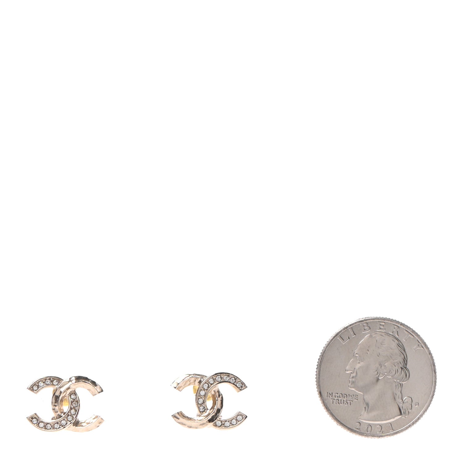 Chanel Crystal CC Earrings Gold 2 of 4