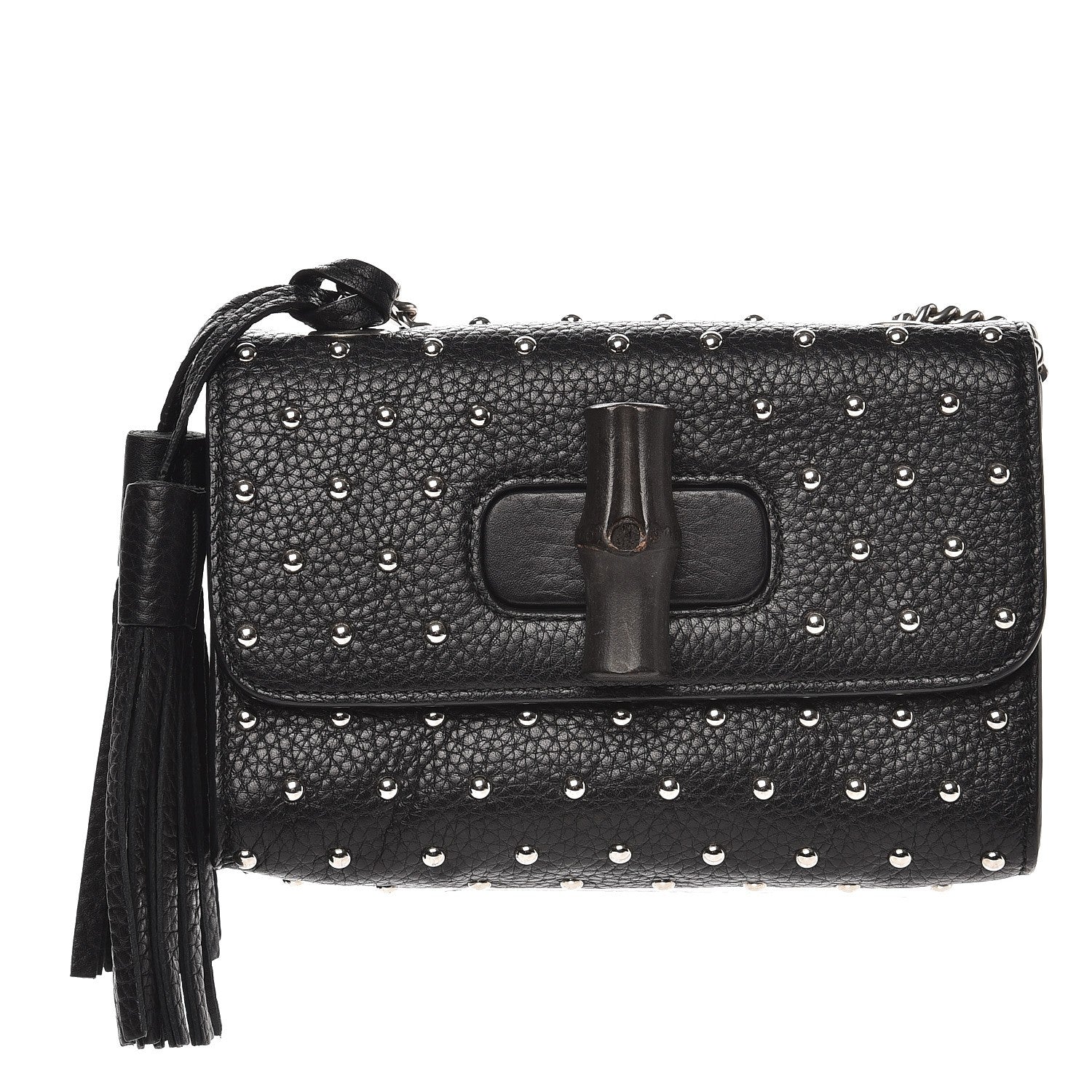 Gucci Calfskin Small Studded Miss Bamboo Shoulder Bag Black 1 of 9