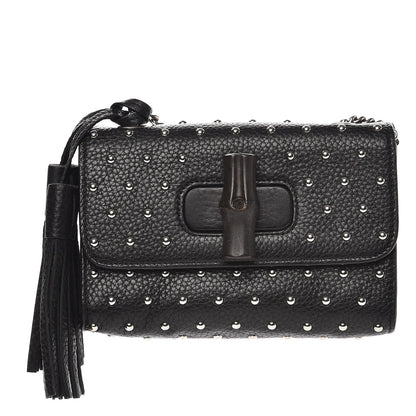 Gucci Calfskin Small Studded Miss Bamboo Shoulder Bag Black 1 of 9