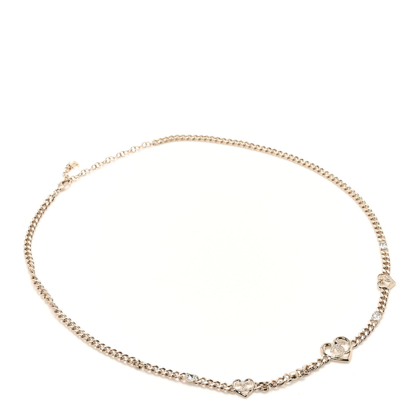 Metal Crystal CC Heart Chain Belt 90 Light Gold