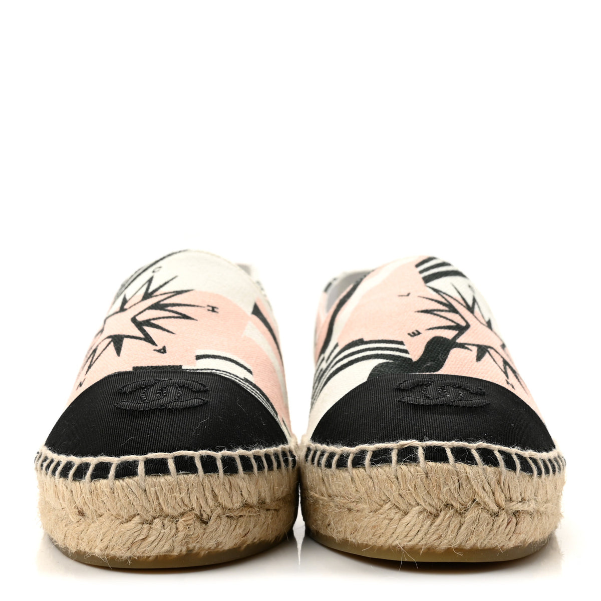 Chanel Fabric CC Espadrilles 38 Pink White Black 3 of 10