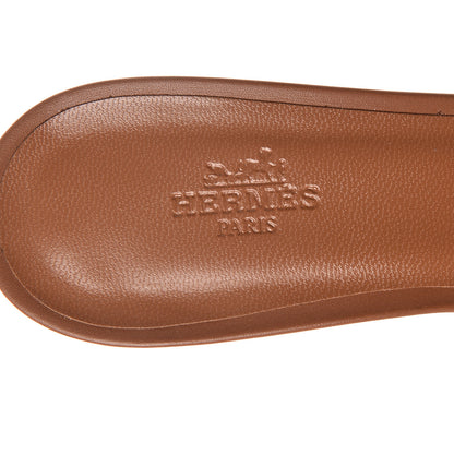 Hermes Calfskin Oasis Sandals 38.5 Gold White 6 of 10