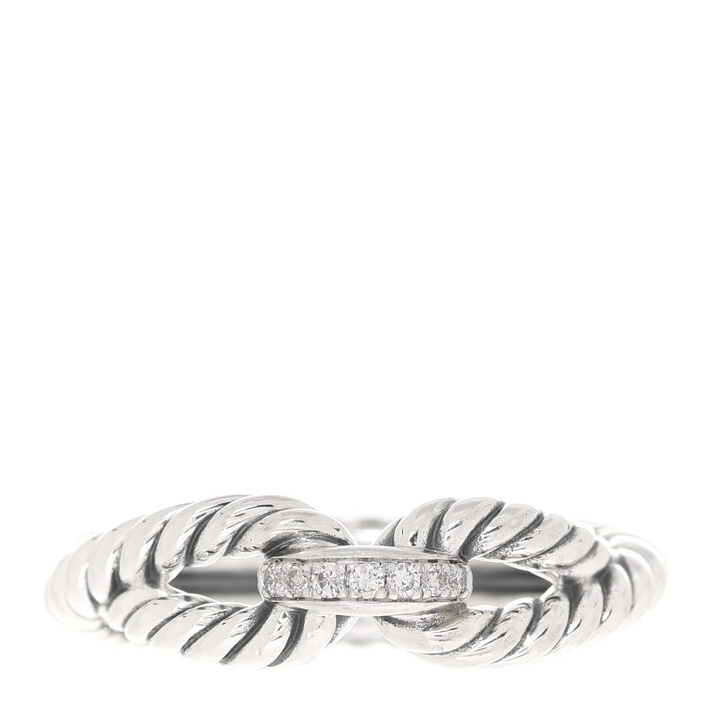 Sterling Silver Diamond Cable Loop Band Ring 56 7.5