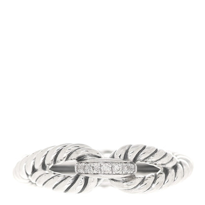 David Yurman Sterling Silver Diamond Cable Loop Band Ring 56 7.5 1 of 4