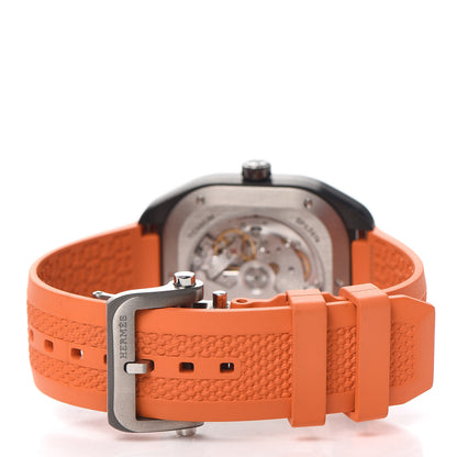 Hermes DLC Coated Titanium Rubber 39mm H08 Automatic Watch Orange 3 of 7